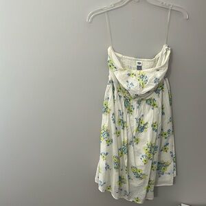 Strapless white floral dress